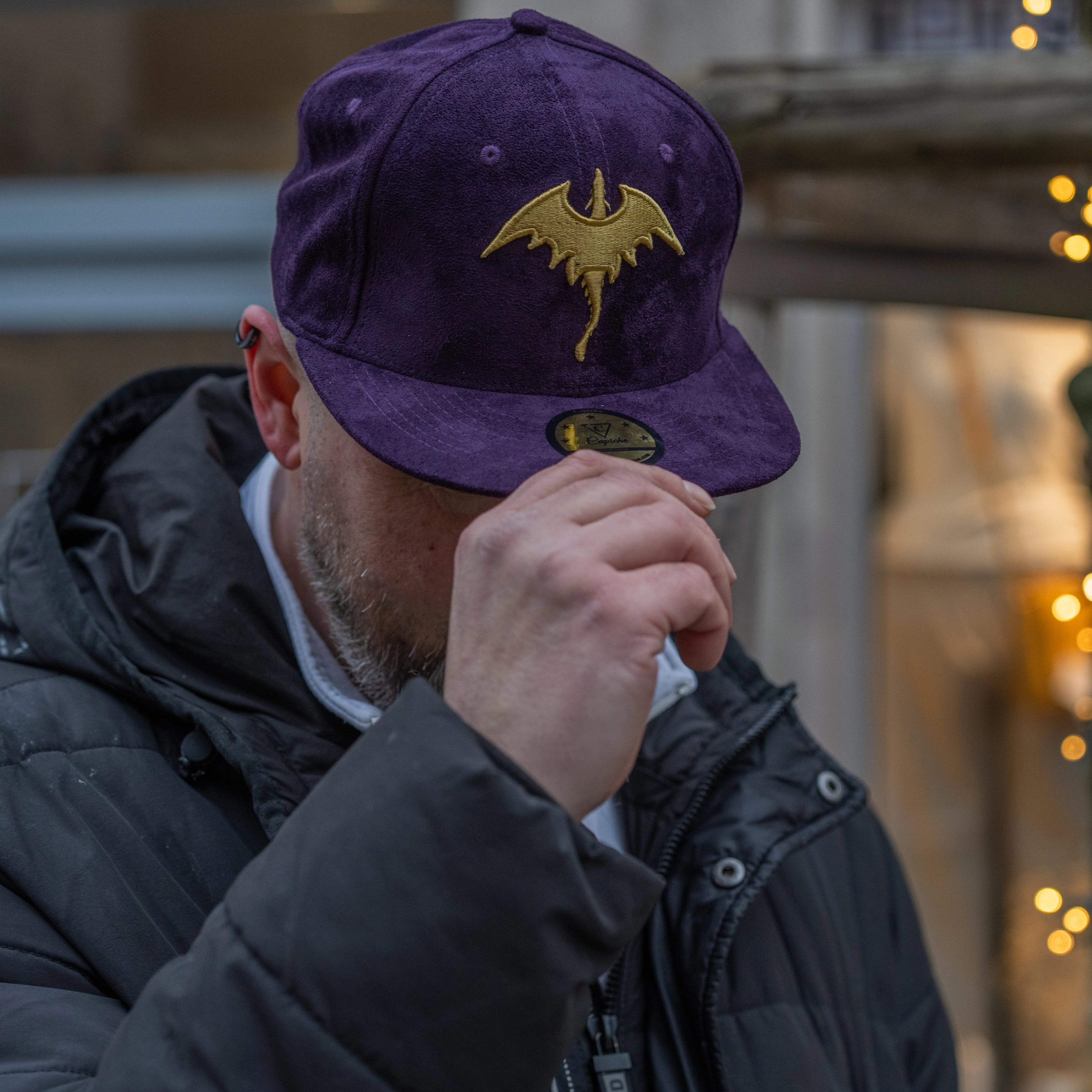 Yellow Dragon Snapback - Purple Suede - Image 5