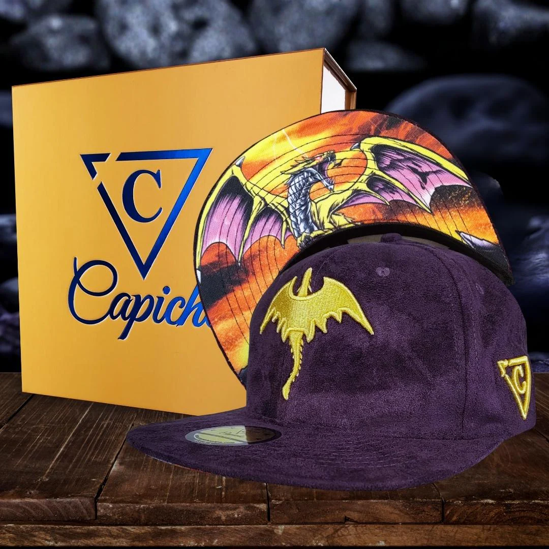 Yellow Dragon Snapback - Purple Suede - Image 7