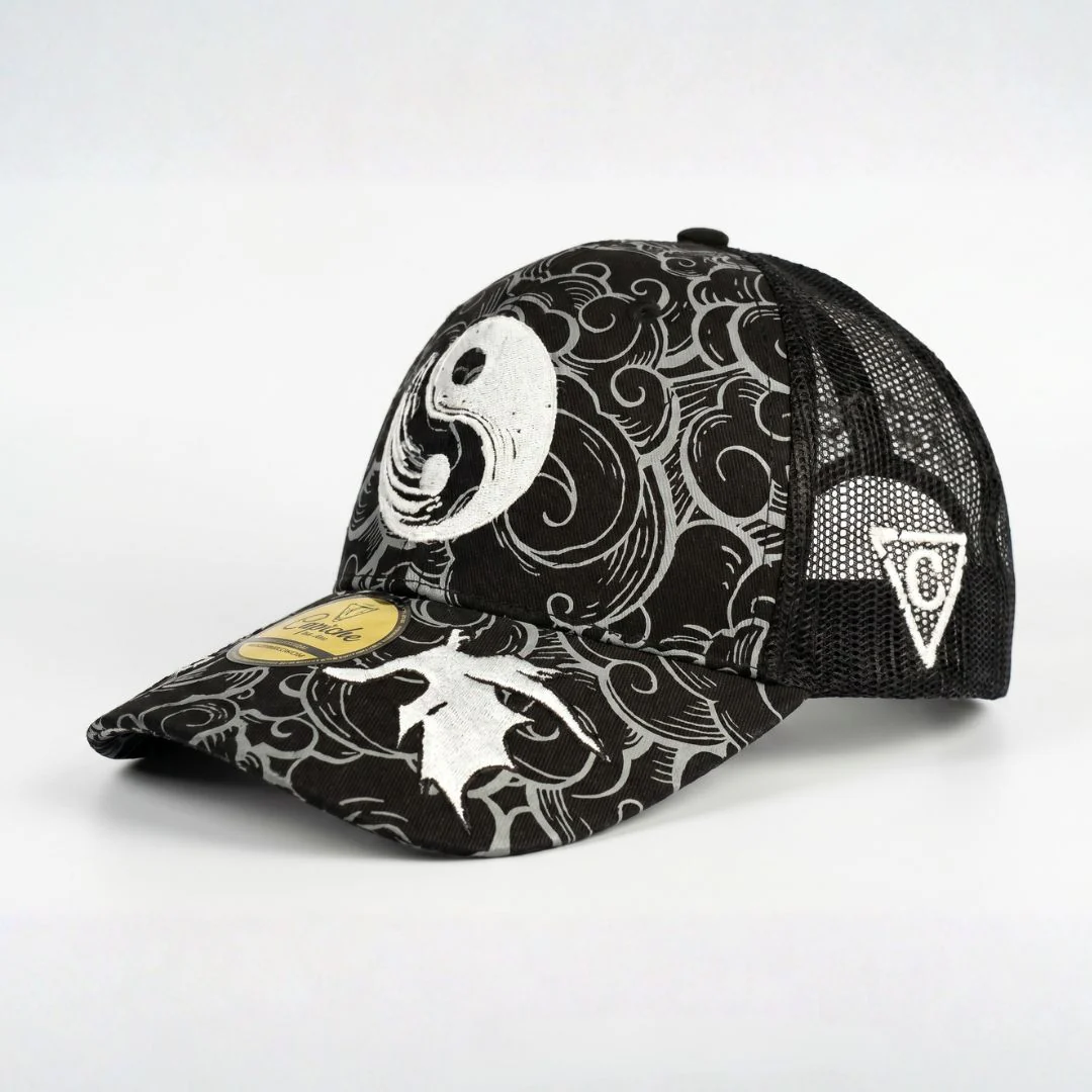 Yin Yang Trucker Cap - Black/White Pattern - Image 4