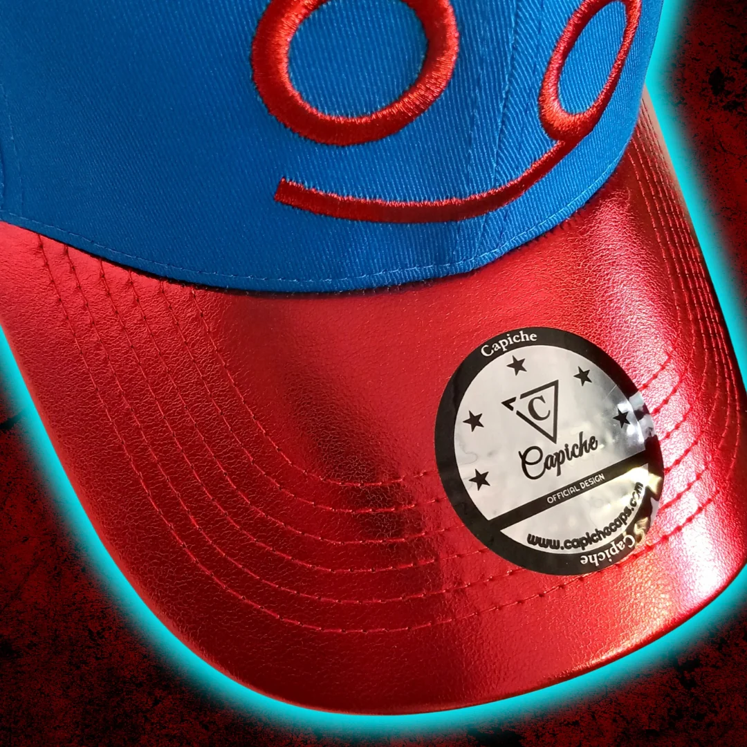 Zodiac Cancer Curved Cap - Blue/Red Crackling Metallic - Image 2
