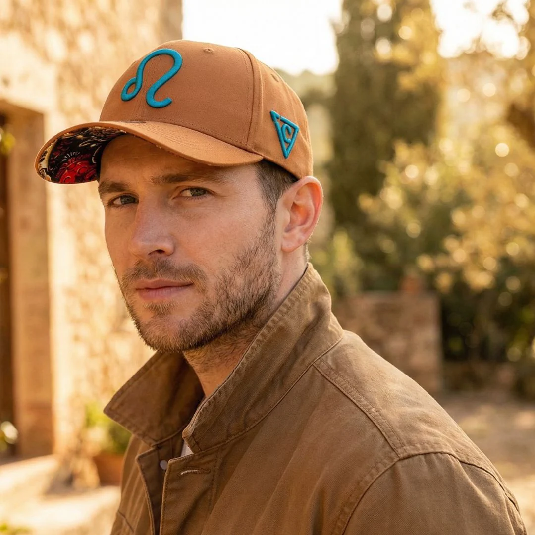 Zodiac Leo Curved Baseball Cap - Rust Brown/Orange - Image 3
