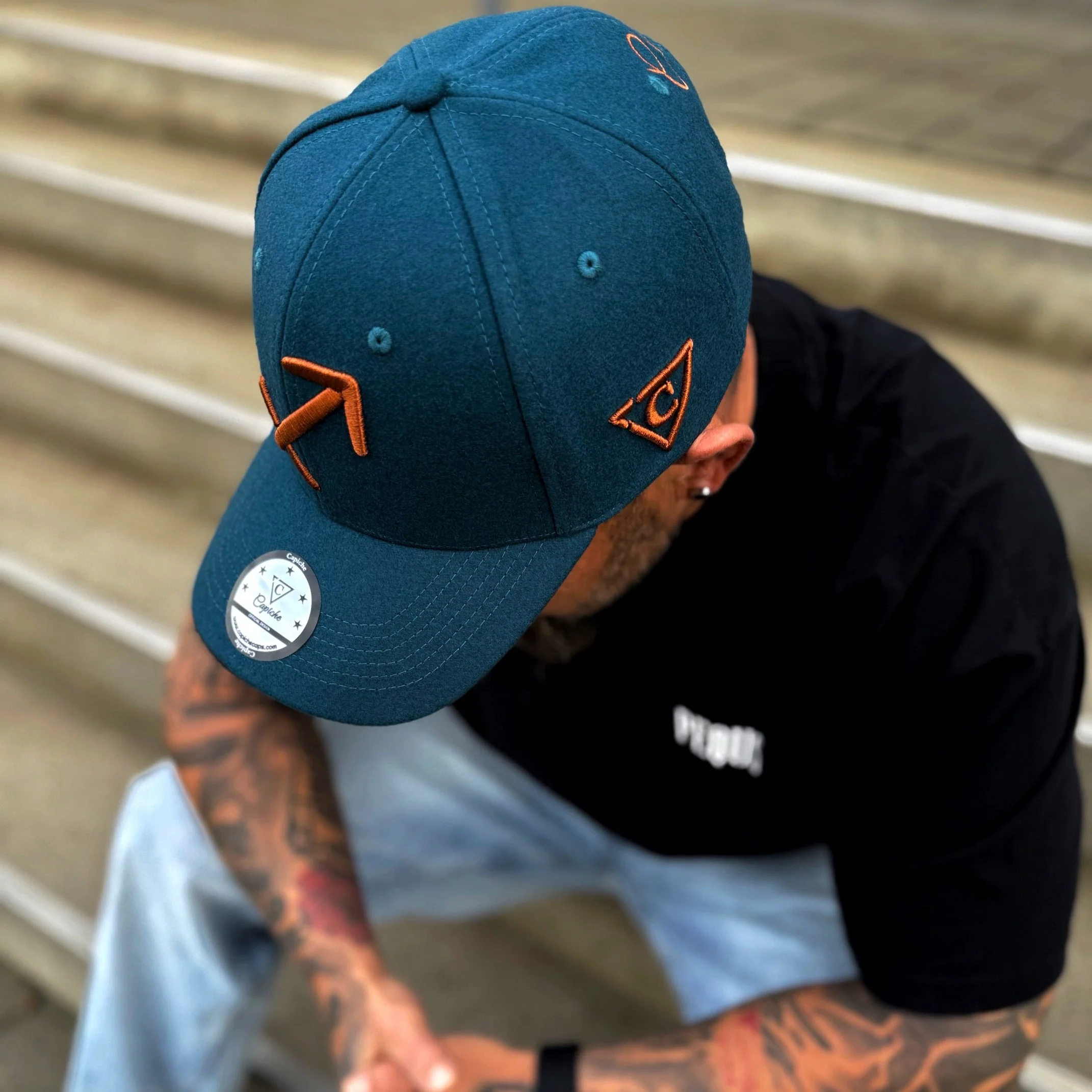 Zodiac Sagittarius Curved Cap - Petrol Blue Felt - Image 8