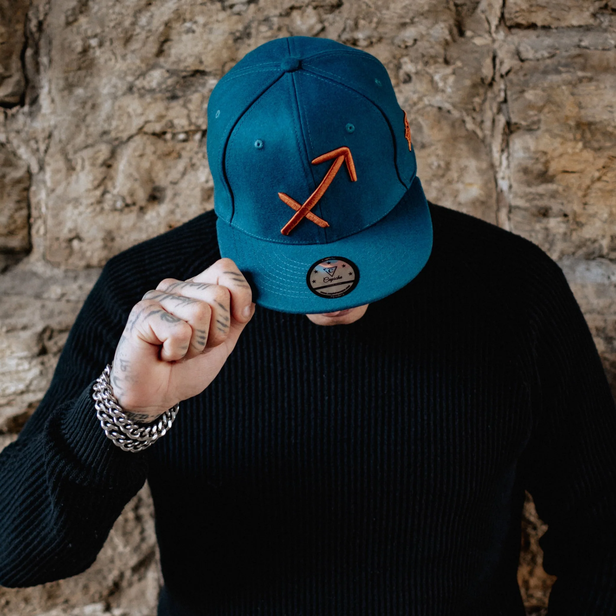 Zodiac Sagittarius Snapback - Petrol Blue Felt - Image 2
