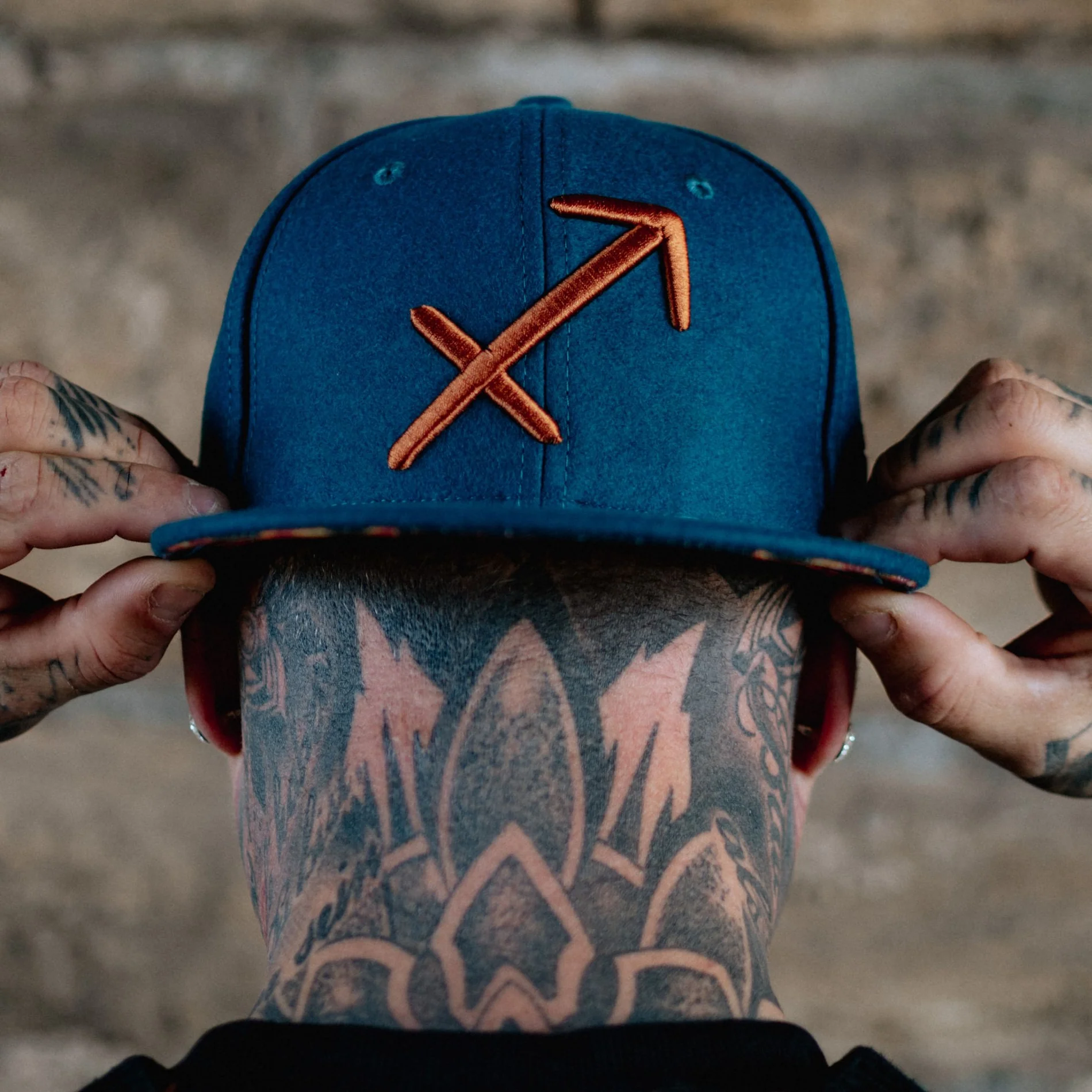 Zodiac Sagittarius Snapback - Petrol Blue Felt - Image 4