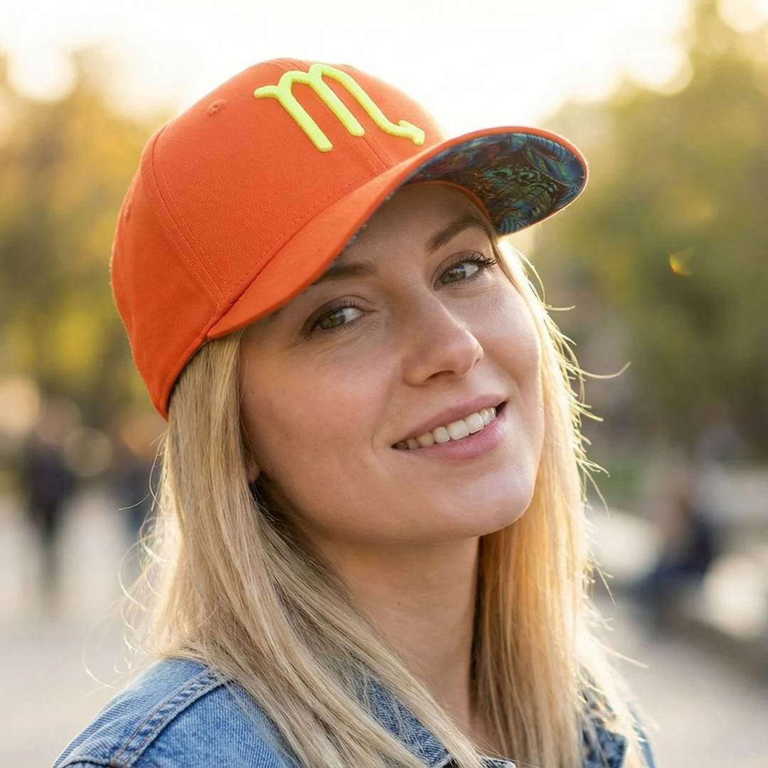Zodiac Scorpio Curved Cap - COLOR-CHANGING Red/Orange - Image 5
