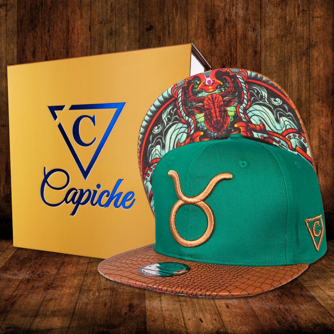 Horoscope Taurus Snapback - Green/Brown Faux Leather - Image 3