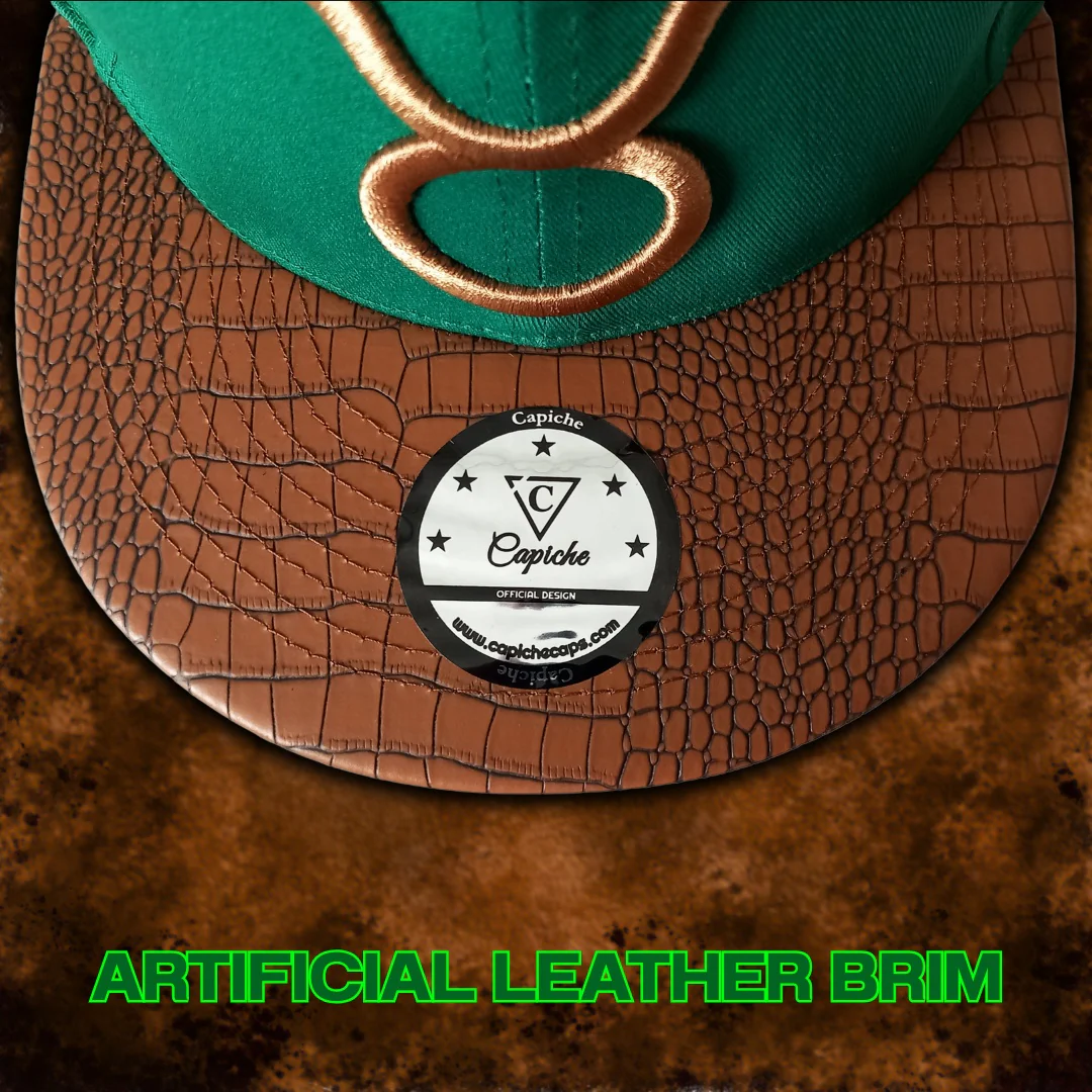 Horoscope Taurus Snapback - Green/Brown Faux Leather - Image 7