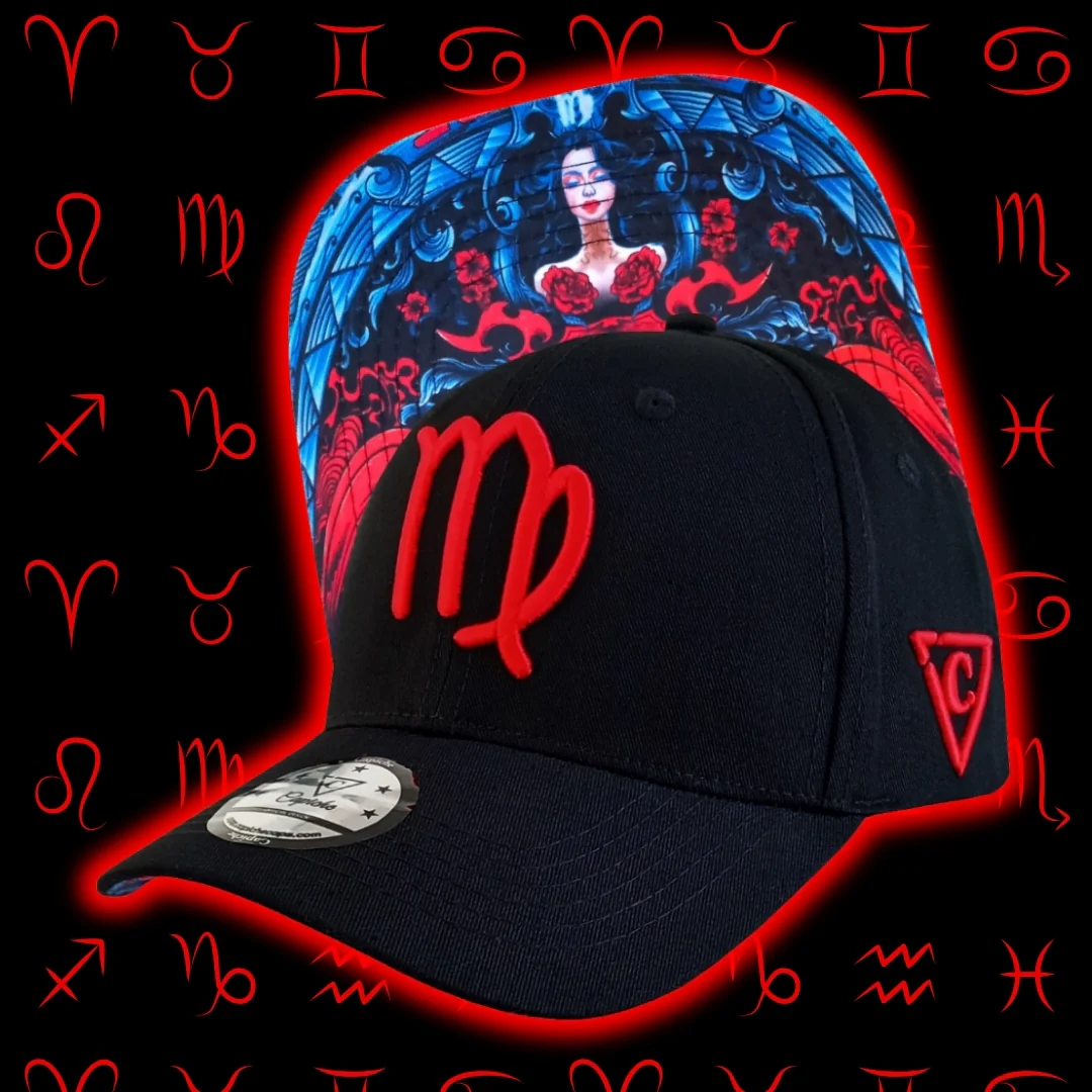 Zodiac Virgo Curved Cap - Black/Red - Image 6