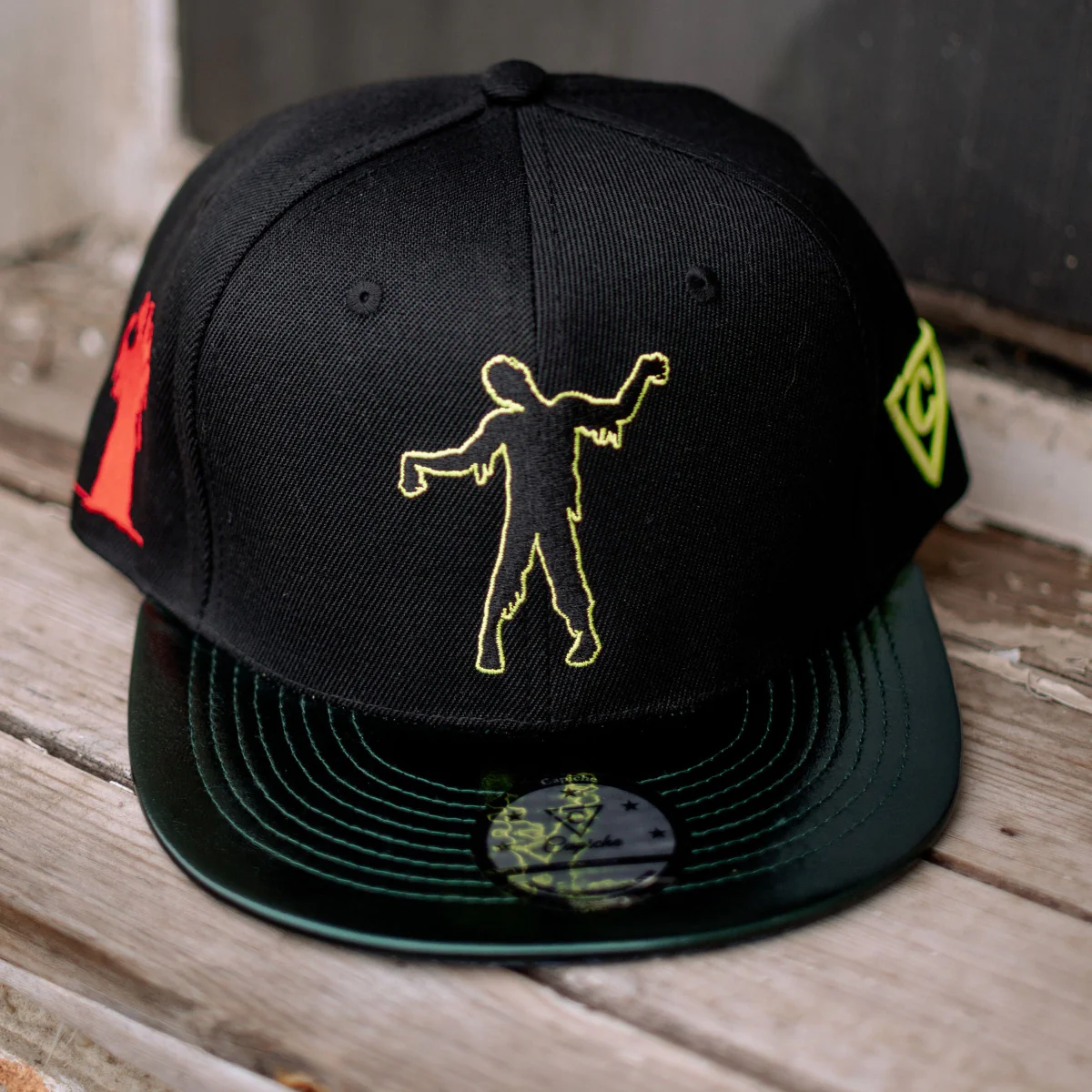 Zombie Apocalypse Snapback - Black/Dark Green Crackling Metallic - Image 8
