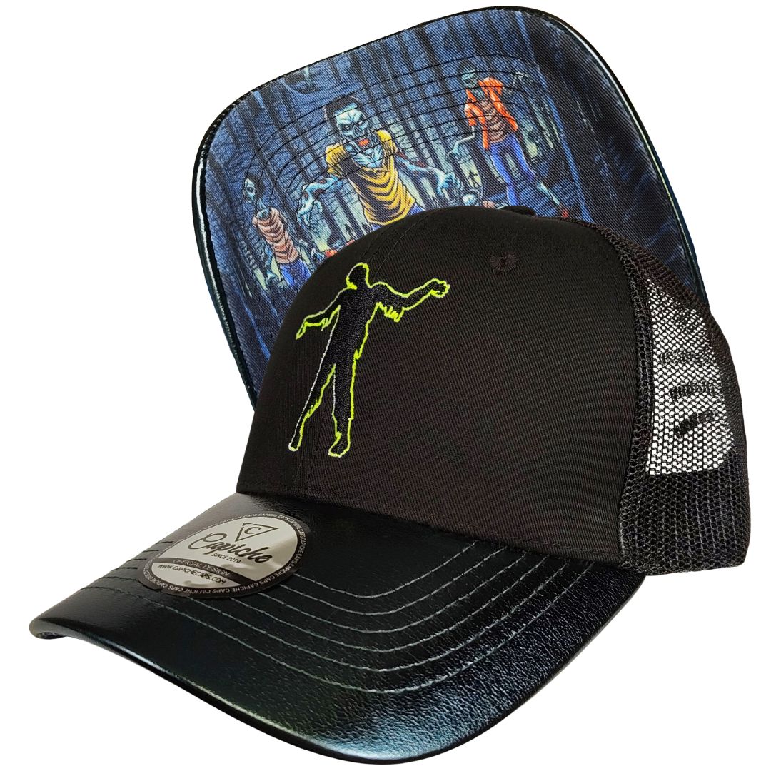 Zombie Apocalypse Trucker Cap - Black/Dark Green Crackling Metallic