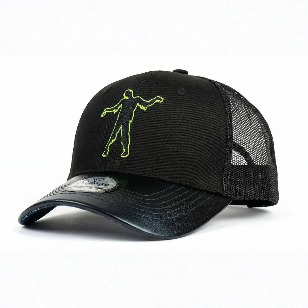 Zombie Apocalypse Trucker Cap - Black/Dark Green Crackling Metallic - Image 3