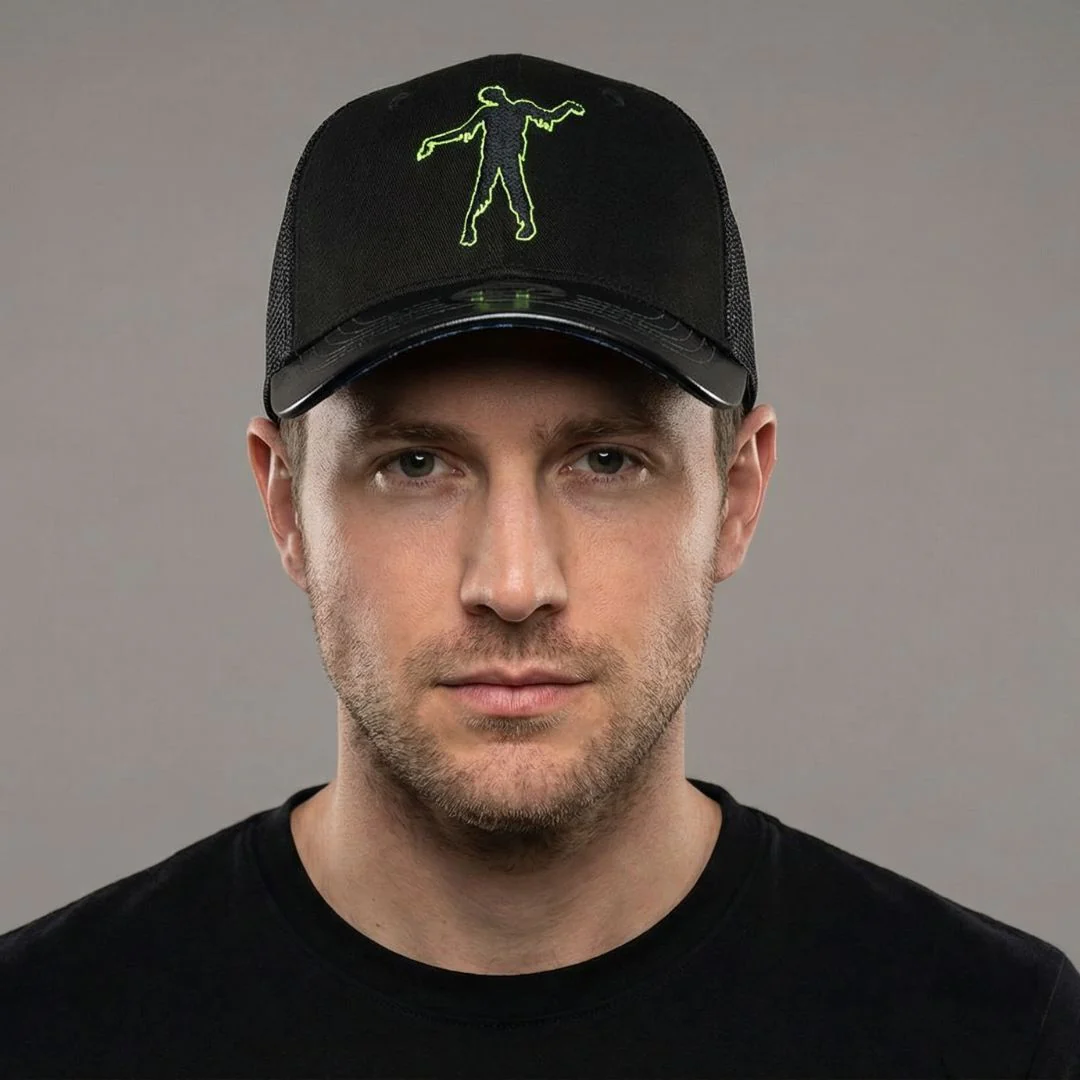 Zombie Apocalypse Trucker Cap - Black/Dark Green Crackling Metallic - Image 4